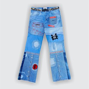 TMW BLUE BUTTON DOWN RIPPED DENIM PANT