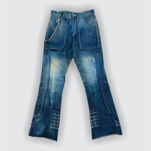 BLUE DENIM STAINED PANT