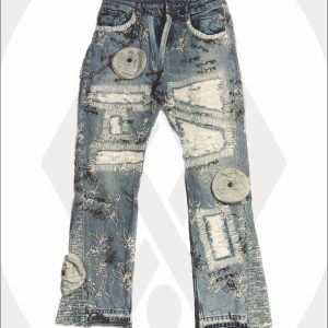 BLUE RIPPED DENIM PANT