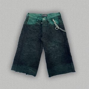 TMW GREEN STAINED DENIM JORT